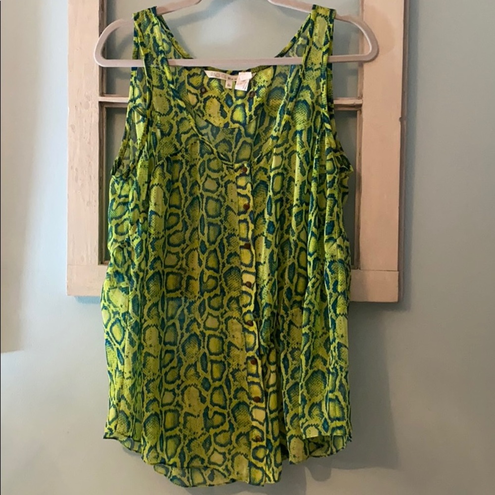 Lime Green Chiffon reptile top
